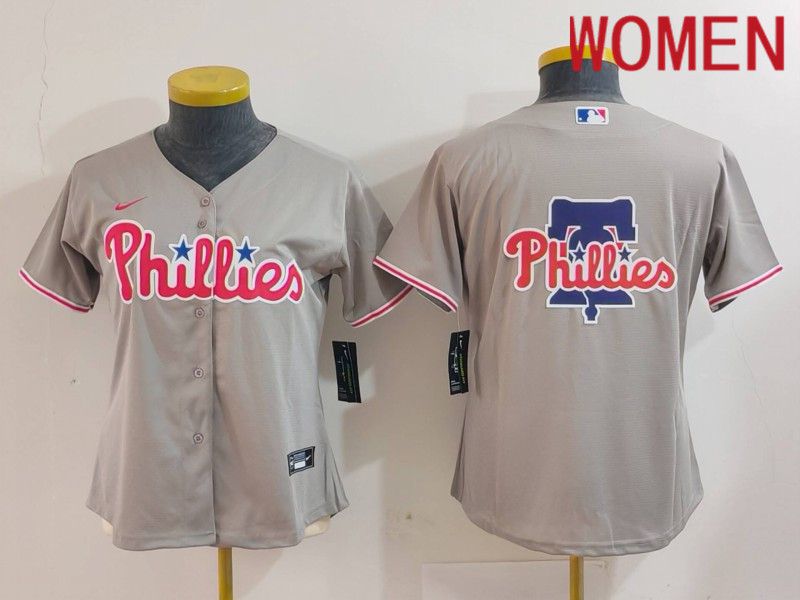 Women Philadelphia Phillies Blank Grey Game 2024 Nike MLB Jersey style 3->youth mlb jersey->Youth Jersey